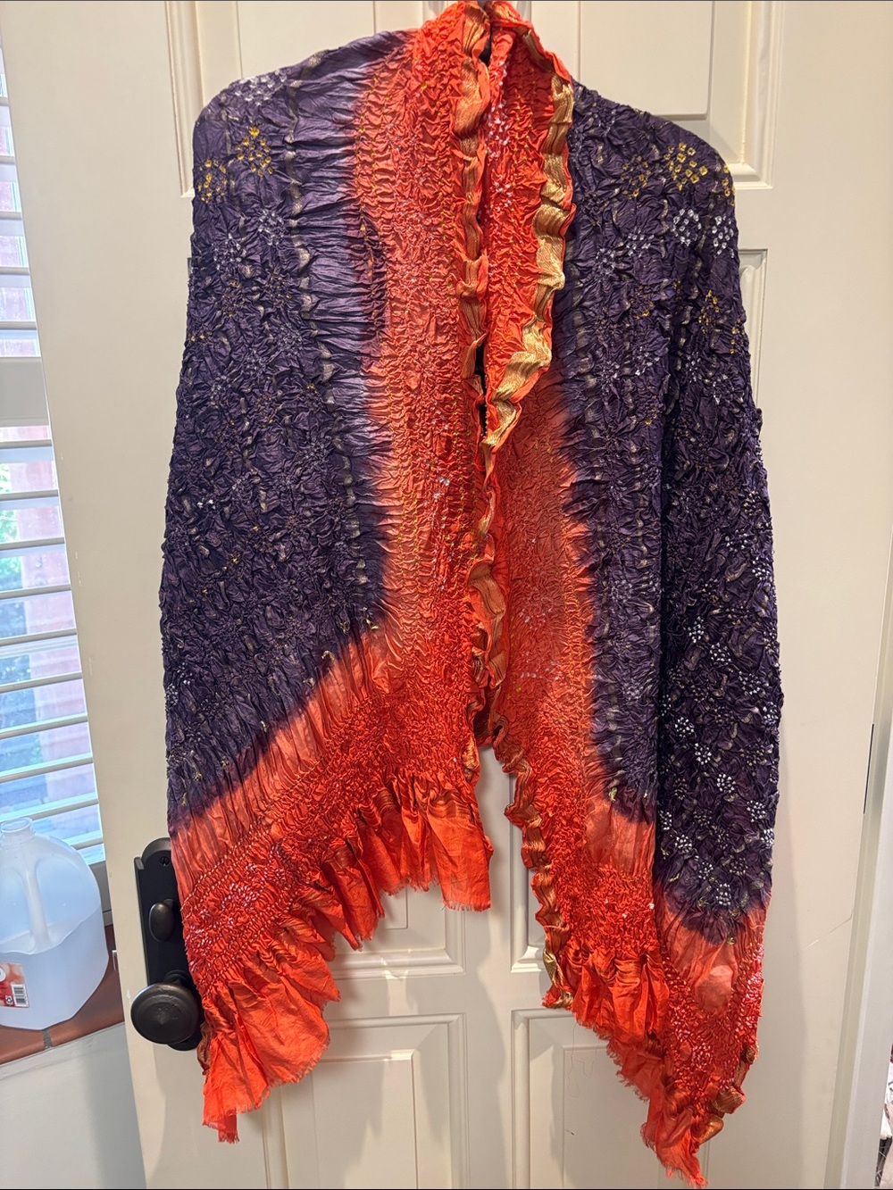 Silk hand, dyed Indian scarf